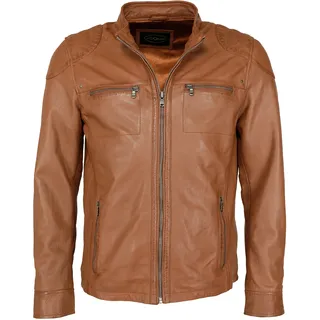 Bikerjacke JCC "Lederjacke 31020219Ecom", Herren, Gr. 3XL, braun (cognac), Obermaterial: 100% Lammnappaleder LANA. Futter: 100% Polyester PES., Jacken Bikerjacke