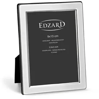 Edzard Bilderrahmen Salerno für Foto 9 x 13 cm, edel versilbert, anlaufgeschützt, mit Samtrücken, Fotorahmen zum Stellen