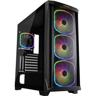 Enermax Technology ENERMAX STARRYKNIGHT SK30 Airflow PC Gaming E-ATX, ATX-Gehäuse, Curved Mesh-Frontdesign, 3X ARGB SquA RGB-Lüfter 140mm, 1x ARGB SquA RGB-Lüfter 120mm, Seitenscheibe aus Gehärtetem Glas, Schwarz