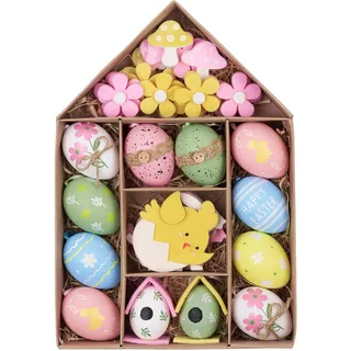 Valery Madelyn 40er Ostereier zum Aufhängen für Osterdeko,farbige künstliche Ostereier für Ostern Deko,Rosa Grün Ornament für Osterkörbchen Frühlingsdeko,Ostern Geschenke Kinder(L)