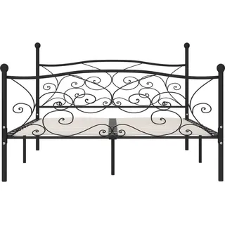 vidaXL Bettgestell mit Lattenrost Schwarz Metall 180 × 200 cm - Schwarz