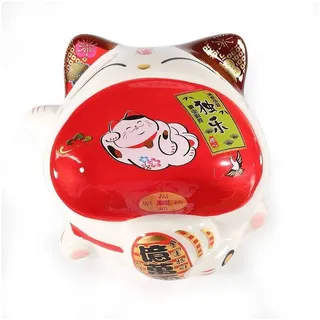 lachineuse – Maneki Neko Katze Fuku – Handyhalter – Japanisches Symbol | Glück, Glück, Wohlstand – Dekoobjekt aus Keramik – 12,5 x 10 x 11 cm – Geschenkidee China, Asien