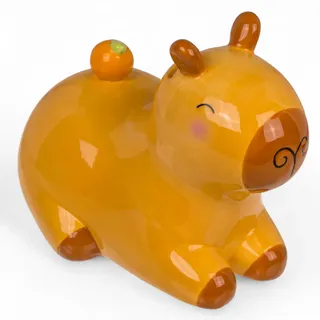 MIJOMA Keramik Spardose mit Schloss und Schlüssel, Ideal als Geldgeschenkverpackung und zur Geldsicherung (Capybara liegend)
