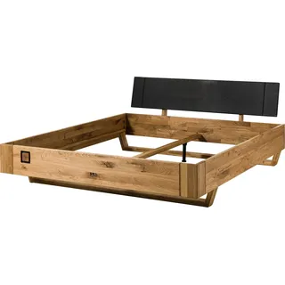 MASSIVMOEBEL24.DE Bett Wildeiche 140x200x81 natur geölt/lackiert KITZBÜHEL #140 - Schwarz