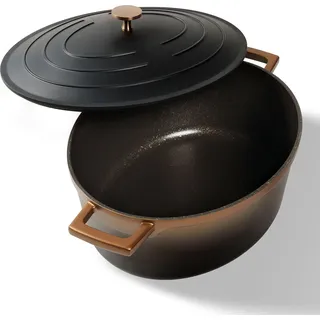 STONELINE® Cocotte Bräter Oval 32x25 cm Roségold | mit Deckel - Gold, Schwarz