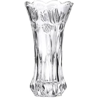 Slymeay Blumenvase, Tulpenmuster, groß, Glasverdickung, Heimdekoration, Hochzeitsvase oder Geschenk, 25,4 cm hoch x 12,7 cm, transparent, mit Farbiger Box