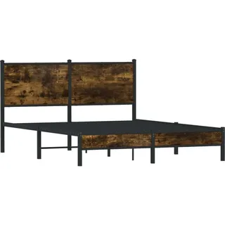 vidaXL Metallbett ohne Matratze Räuchereiche 140x190 cm - Braun