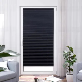 K-HOME K-Home® Klebe-Plissee Schwarz Lichtschutz B80 x H130 cm
