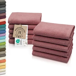 ZOLLNER 10er Set Seiftücher - weiche und saugstarke Waschlappen - waschbar bis 95°C - Baumwolle - 30x30 cm in Altrosa