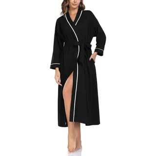Langes Kimono aus Baumwolle Schwarz für Frauen - Schwarz