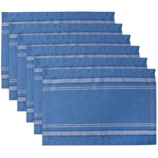 DII French Stripe Tabletop Collection Tischset-Set, Bauernhaus-Stil, 33 x 48 cm, Blau Chambray, 6-teilig