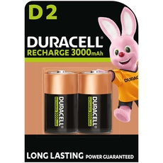 Duracell Akku D, wiederaufladbare Batterie D, 2 Stück, langanhaltende Power