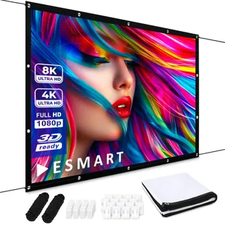 ESMART Spann-Leinwand Flex [Größenauswahl] 266 x 149 cm (120") 16:9 | Heimkino Beamer Projektionsleinwand Outdoor Leinwand LCD LED