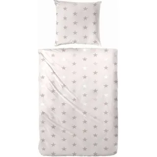 Hahn Edelflanell Bettwäsche Sterne Natur, Natur 155x220cm - Creme