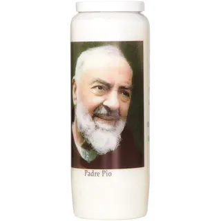 Hautekiet 1332265 Padre Pio Kerze 9 Tage, 6,8 x 20 cm, Weiß