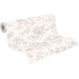 A.S. Création Floral-Vliestapete – Weiß, Rosa – 10,05 x 0,53 m
