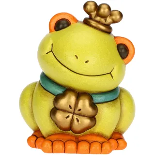 Thun THUN, Spardose mit Frosch Franky aus Keramik, von Hand verziert, Geschenkidee, 10,5 x 10,2 x 12 cm H