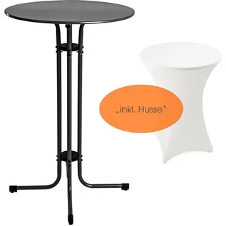 Stehtisch Bistrotisch Metall Garten Tisch Ø 70 cm Bartisch Schwarz inkl. Husse - Schwarz