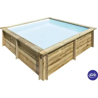 Aufstellpool Holzpool-Set Gre eckig 225x225x68 cm inkl. Kartuschenfilteranlage,