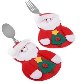 Uten Besteckhalter Weihnachten, Bestecktasche Weihnachtsmann 2 Stücke Weihnachtsdeko Tischdeko