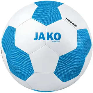Jako Unisex Trainingsball Striker 2.0, Weiß/Jako-Blau, 5
