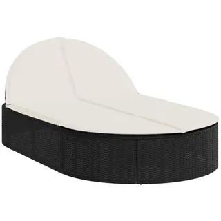 vidaXL Doppel-Sonnenliege mit Kissen Schwarz Poly Rattan - Schwarz