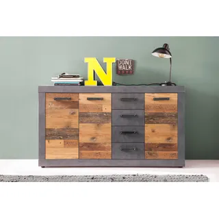 INOSIGN Kommode »Ilana«, Sideboard im modernen Industrial Style - Mit 4 Schubladen und 4 Fächer, grau