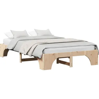 vidaXL Bettrahmen Natur 140 x 190 cm Massives Kiefernholz - Braun