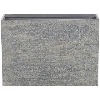 Beliani Blumentopf grau rechteckig 29/70/50 cm Edessa , Stein , 50 cm , Dekoration, Blumen & Blumentöpfe, Übertöpfe