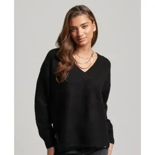 Superdry für Damen. W6110521A Oversize-Pullover mit V-Ausschnitt schwarz (S), Lässig, Acryl