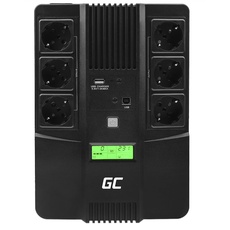 Green Cell® UPS USV Unterbrechungsfreie Stromversorgung 800VA (480W) mit Überspannungsschutz 230V Line-Interactive Spannungsregelung AVR USV-Anlage USB/RJ45 6X Schuko Ausgänge LCD Bildschirm