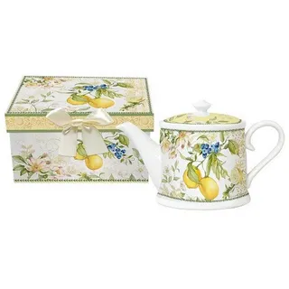 Teekanne , Gelb , Keramik, Papier, Karton , Obst , 0.6 l,600 ml , Lfgb , handbemalt , Geschirr, Kannen & Karaffen, Teekannen