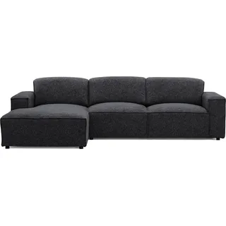 Wohnlandschaft Ecksofa "La Mia" - Luxus - Blur Schwarz Stoff, L-Form, Moderne Loungegarnitur, Ecksofa für das Wohnzimmer, Ottomane Links. - Schwarz