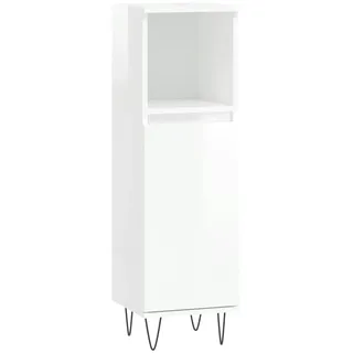 vidaXL Badschrank Hochglanz-Weiß 30x30x100 cm Holzwerkstoff