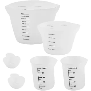 6 Silikon-Messbecher mit Skala, weiche, flexible Harzmisch- und Gießbecher aus Silikon für Epoxidharz, Butter, Schokolade und mehr, leicht zu reinigen