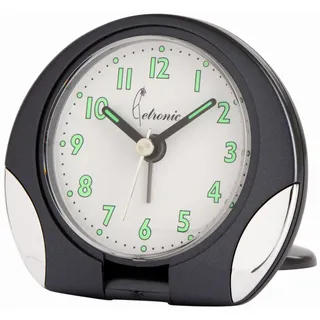 Cetronic Reisewecker Grau Metall mit Alarmfunktion, Schlummerfunktion (Snooze) und Licht