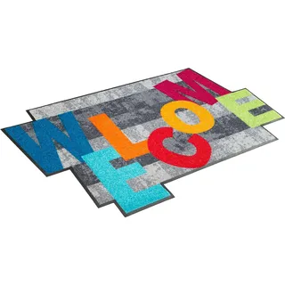 Wash+Dry Fußmatte »Crazy Welcome« bunt/grau 60x85 cm