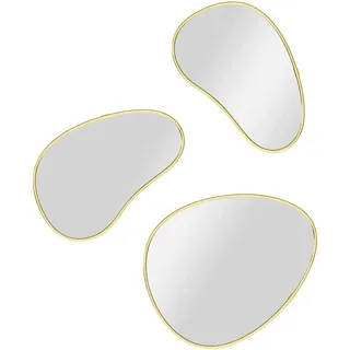 Umbra Spiegelset , Messingfarben , Kunststoff, Glas , 3-teilig , 25x30x1 cm , senkrecht und waagrecht montierbar , Garderobe, Garderobenspiegel