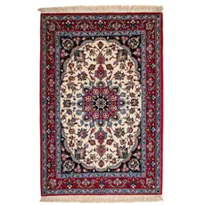 morgenland Orientteppich »Perser - Isfahan - Premium - 120 x 84 cm - dunkelrot«, rechteckig, Wohnzimmer, Handgeknüpft, Einzelstück mit Zertifikat, rot