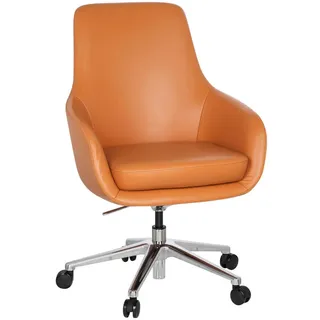 Mid.you Drehstuhl , Orange , Textil, Leder , Kombination Echtleder/Lederlook , Drehkreuz , 65x104x54 cm , Wippmechanik mit Härtegradeinstellung, Sitzfläche 360° drehbar , Büromöbel, Bürostühle, Drehstühle