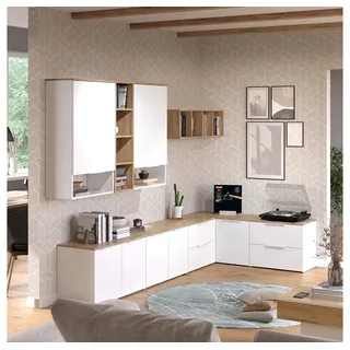 Vicco Wohnwand Vicco Wido Weiß/Sonoma 9 Teile, Model 51728 - Weiß, Braun