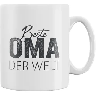 MC-Trend Tasse „Beste Oma“ weiß mit Schriftzug Ø 8cm Keramik Große Tassen Modern Kaffee Tee Milch Heißgetränke Kaltgetränke Zeitlos Geschenk (Beste Oma)