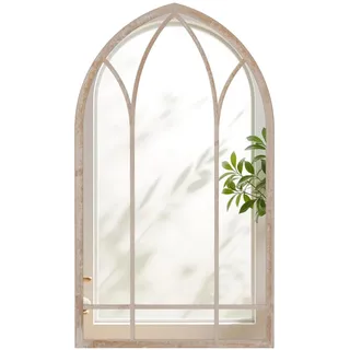 COSTWAY Gartenspiegel 69,5 x 88cm, Wandspiegel Bogen mit Metallrahmen, dekorativer Spiegel für Innen- & Außenbereiche, Fensterspiegel Dekospiegel rustikal (Modell 3)