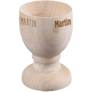 Herz & Heim® Eierbecher aus Holz mit Gratis Gravur des Namens zu Ostern oder für das beliebte Frühstücksei zu Hause Wunschname - verschiedene Schriftarten
