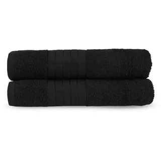 good morning Badetuch »Uni Towels«, (2 St., 2er Set Badetücher 70 x 140 cm), Baumwolle, Walkfrottee, Bordüre, 500 GSM, Weich, Einfarbig, Schwarz good morning schwarz B/L: 70 cm x 140 cm