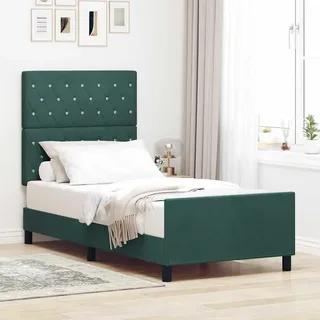 vidaXL Boxspringbett mit Kopfteil Dunkelgrün 100 x 200 cm Samt - Grün