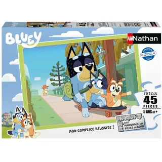 Nathan - Kinderpuzzle - 45 Teile - Nachmittag mit der Familie - Bluey - Mädchen oder Junge ab 5 Jahren - Hochwertiges Puzzle - Dicker und strapazierfähiger Karton - Tiere - 86166