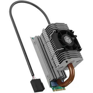 Icy Box M.2 Heatpipe Kühler mit 30 mm Lüfter Bauhöhe für M.2 SSD (2280), Aluminium, Silber IB-M2HSF-705