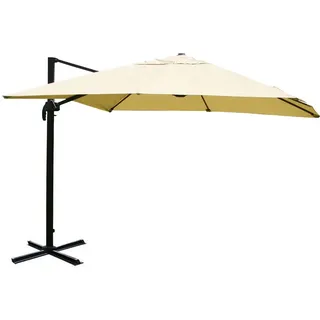 Mendler Gastronomie-Ampelschirm HWC-A96 300 x 300 cm Beige ohne Ständer drehbar