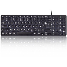 Perixx PERIBOARD-333 USB-Tastatur mit Hintergrundbeleuchtung, kabelgebunden, kompaktes und schlankes Design mit großen Schriftarten, weißes LED-Licht, AZERTY-Layout